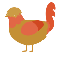 WIP Venus, a gold and vermilion chicken with a head pattern