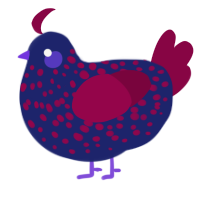 (unnamed), a navy and maroon chicken with a speckle pattern