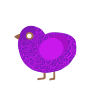 neon, a violet and amethyst chicken with a double-lace pattern