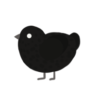 Zoid, a sable and black chicken with a speckle pattern