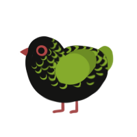 (unnamed), a black and chartreuse chicken with a half-lace pattern