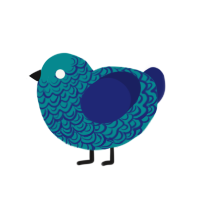 (unnamed), a teal and navy chicken with a double-lace pattern