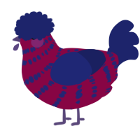 Tandoori, a maroon and navy chicken with a lace pattern