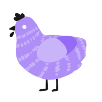 Ria, a lilac chicken with a bar pattern