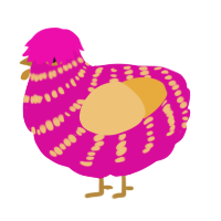 Joesph, a fuchsia and honey chicken with a bar pattern