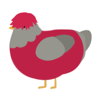 Volco, a crimson and ash chicken with a head pattern