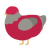 Volco, a crimson and ash chicken with a head pattern