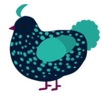 Bumbleberry, a tumblr and turquoise chicken with a speckle pattern