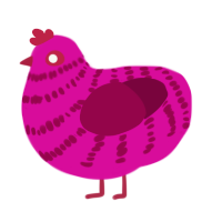 Pinkyberry, a fuchsia and maroon chicken with a bar pattern