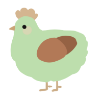 Mint Chip, a gluppy and brown chicken