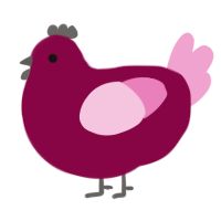 Lush, a maroon and pink chicken