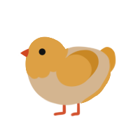 chicken, a beige and orange chicken with a head pattern