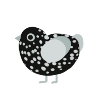 (unnamed), a black and silver chicken with a speckle pattern