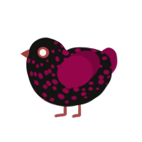 (unnamed), a black and maroon chicken with a speckle pattern