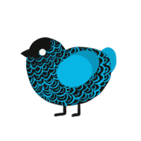 Blooberry, a black and cerulean chicken with a double-lace pattern