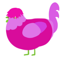 StrawbsLime Icecream, a fuchsia and orchid chicken with a head pattern