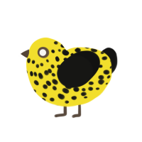 Sunday Morning, a yellow and black chicken with a speckle pattern