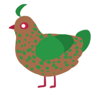 MC Dirt Block 4023, a brown and viridian chicken with a speckle pattern