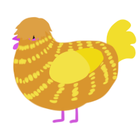 hayloft, a orange and yellow chicken with a bar pattern