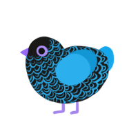 Neon, a sable and sky chicken with a double-lace pattern