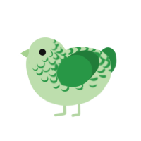 Vegetable, a gluppy and viridian chicken with a half-lace pattern