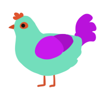 Tarta Bird, a mint and amethyst chicken