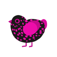 2, a sable and fuchsia chicken with a speckle pattern