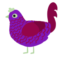 ourple, a violet and maroon chicken with a lace pattern