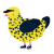 roadrunner, a yellow and tumblr chicken with a speckle pattern