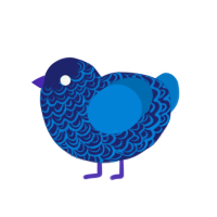 Sapphire, a navy and sapphire chicken with a double-lace pattern