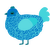 A sapphire and aqua chicken with a double-lace pattern