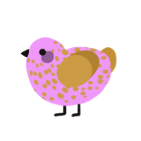 Battenberg Cake, a lavender and gold chicken with a speckle pattern