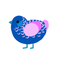 Pillowy, a ultramarine and lavender chicken with a half-lace pattern