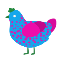 会議, a sky and fuchsia chicken with a speckle pattern