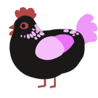 Blackberry, a sable and lavender chicken with a neck-speckle pattern