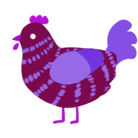 Grape juice, a wine and blurple chicken with a bar pattern