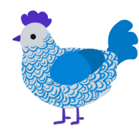 Repaired, a mist and sapphire chicken with a double-lace pattern