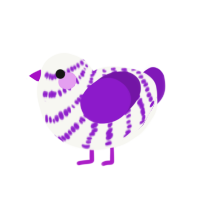 Gemstone, a white and violet chicken with a bar pattern