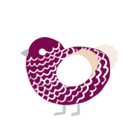 Xiao Po, a black and cream chicken with a head pattern