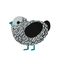 Grey Speck, a silver and black chicken with a double-lace pattern