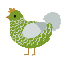 Lichen, a chartreuse and silver chicken with a lace pattern