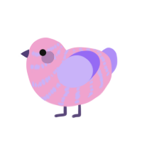 Bean, a pink and lilac chicken with a bar pattern