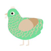 Pistachio, a spring and beige chicken with a lace pattern