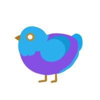 Bumpkin, a blurple and sky chicken with a head pattern