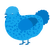 Blueberry, a sky and sapphire chicken with a speckle pattern