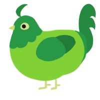 ALL STAR, a grass and viridian chicken with a head pattern