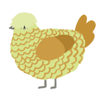 Lemon, a lemon and gold chicken with a lace pattern