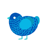 phoenix, a ultramarine and cerulean chicken with a lace pattern