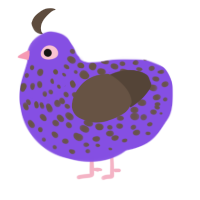 Pink Bumblebee, a blurple and bark chicken with a speckle pattern