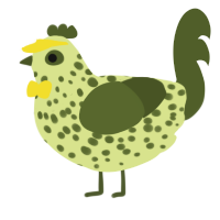 Olive Oil, a lemon and olive chicken with a speckle pattern